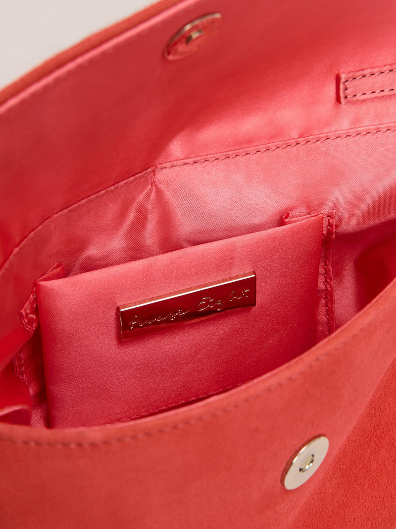 Phase Eight orange suede clutch bag, imported from the UK