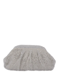 Paradox London silver ruched clutch bag with diamante details (British brand)