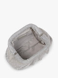 Paradox London silver ruched clutch bag with diamante details (British brand)