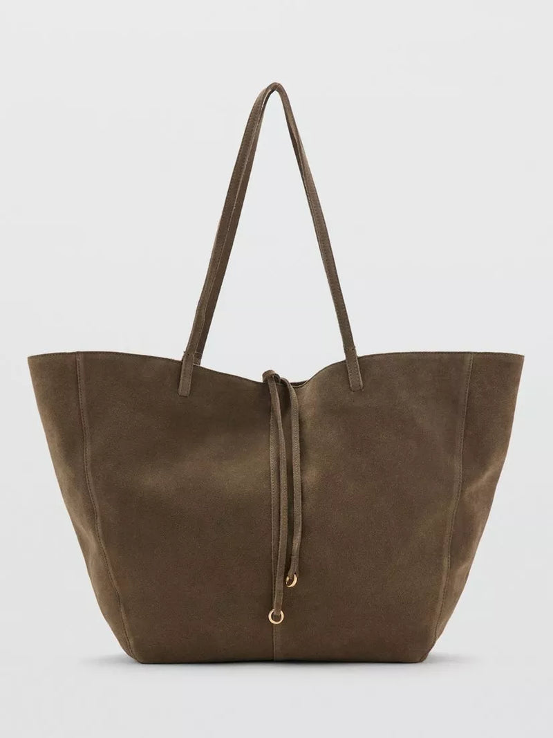 Mango khaki suede tote bag, UK version