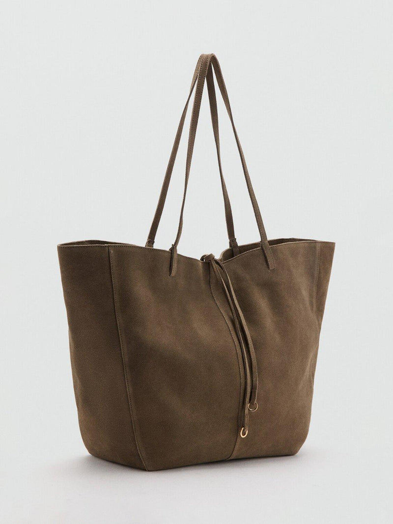 Mango khaki suede tote bag, UK version