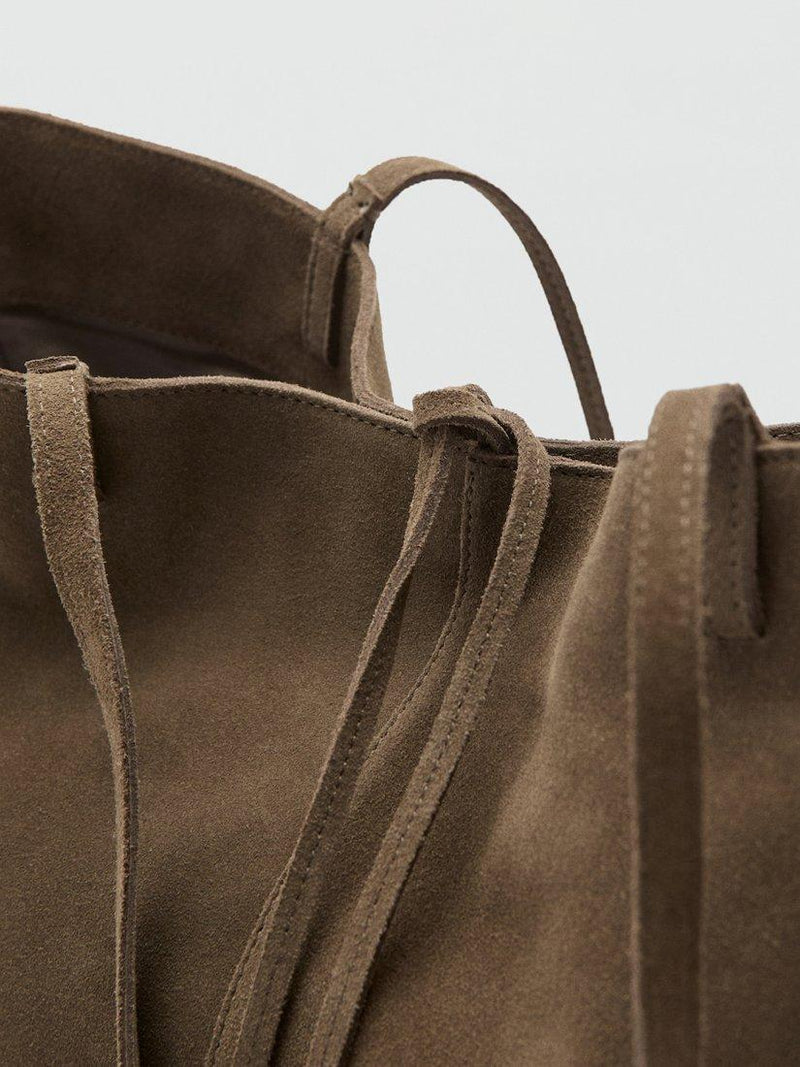 Mango khaki suede tote bag, UK version