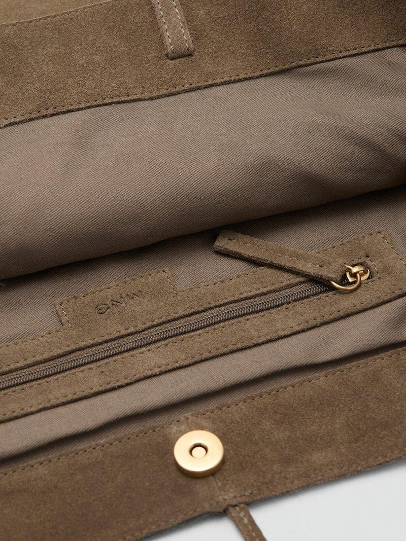 Mango khaki suede tote bag, UK version