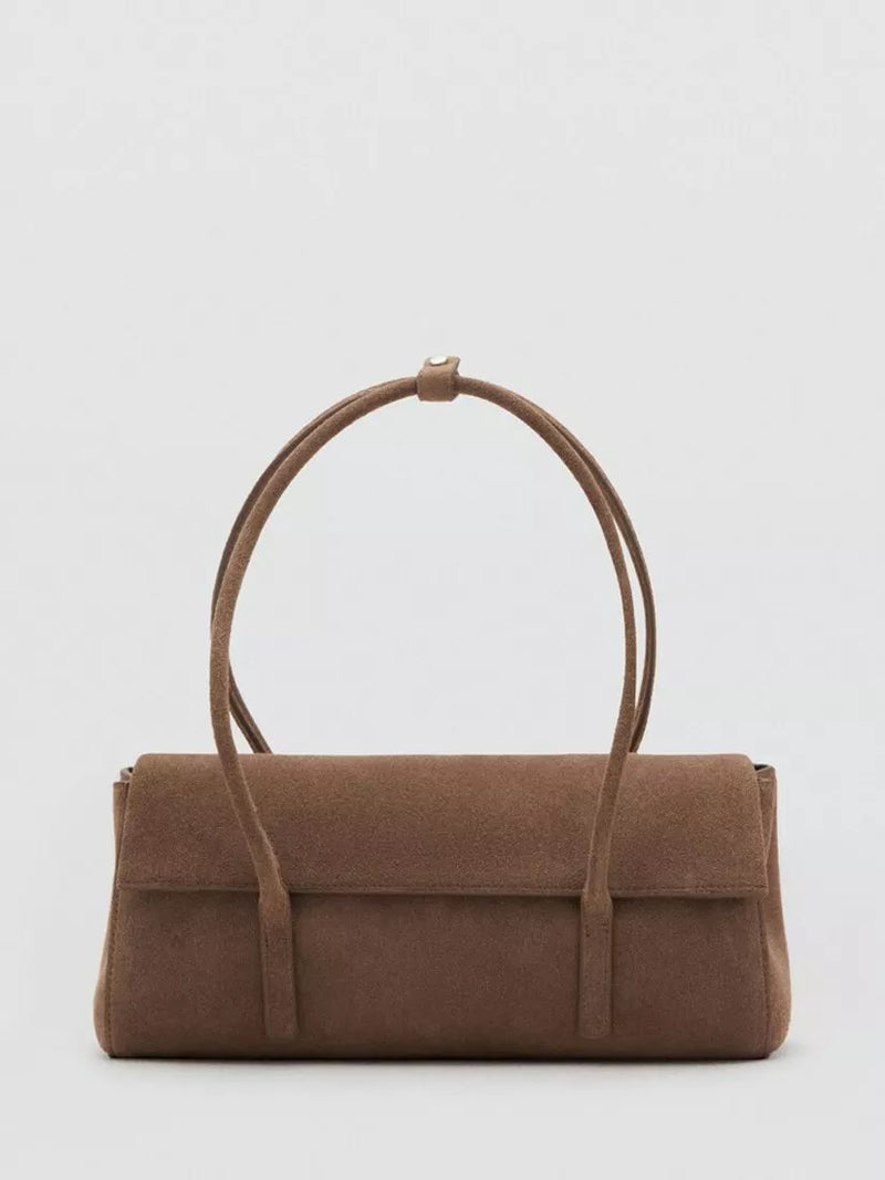 Mango suede satchel bag brown, UK version