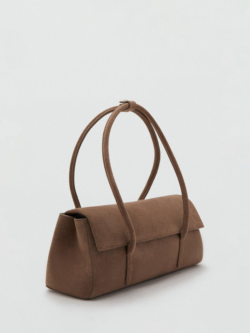 Mango suede satchel bag brown, UK version
