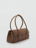 Mango suede satchel bag brown, UK version