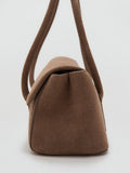 Mango suede satchel bag brown, UK version
