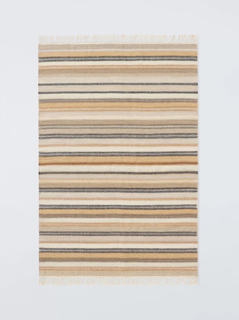 John Lewis Somerton Wool Rich Ladder Stripe Flatweave Rug, Natural, L180 x W120cm