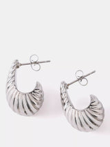 John Lewis Mint Velvet Ribbed Curve Earrings, Silver- Buy online at McGrocer