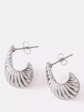 Mint Velvet ribbed curve earrings silver toned, imported from the UK