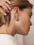 Mint Velvet ribbed curve earrings silver toned, imported from the UK