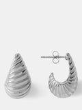 Mint Velvet ribbed curve earrings silver toned, imported from the UK