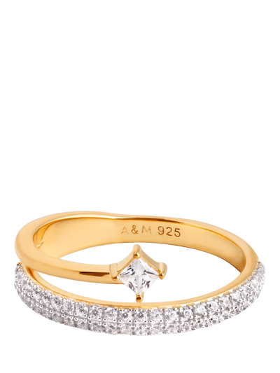 John Lewis Astrid & Miyu Pavé Crystal Illusion Gold Stack Ring- Buy online at McGrocer