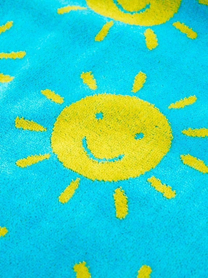 Frugi kids cotton sun towel in blue and multi, UK version