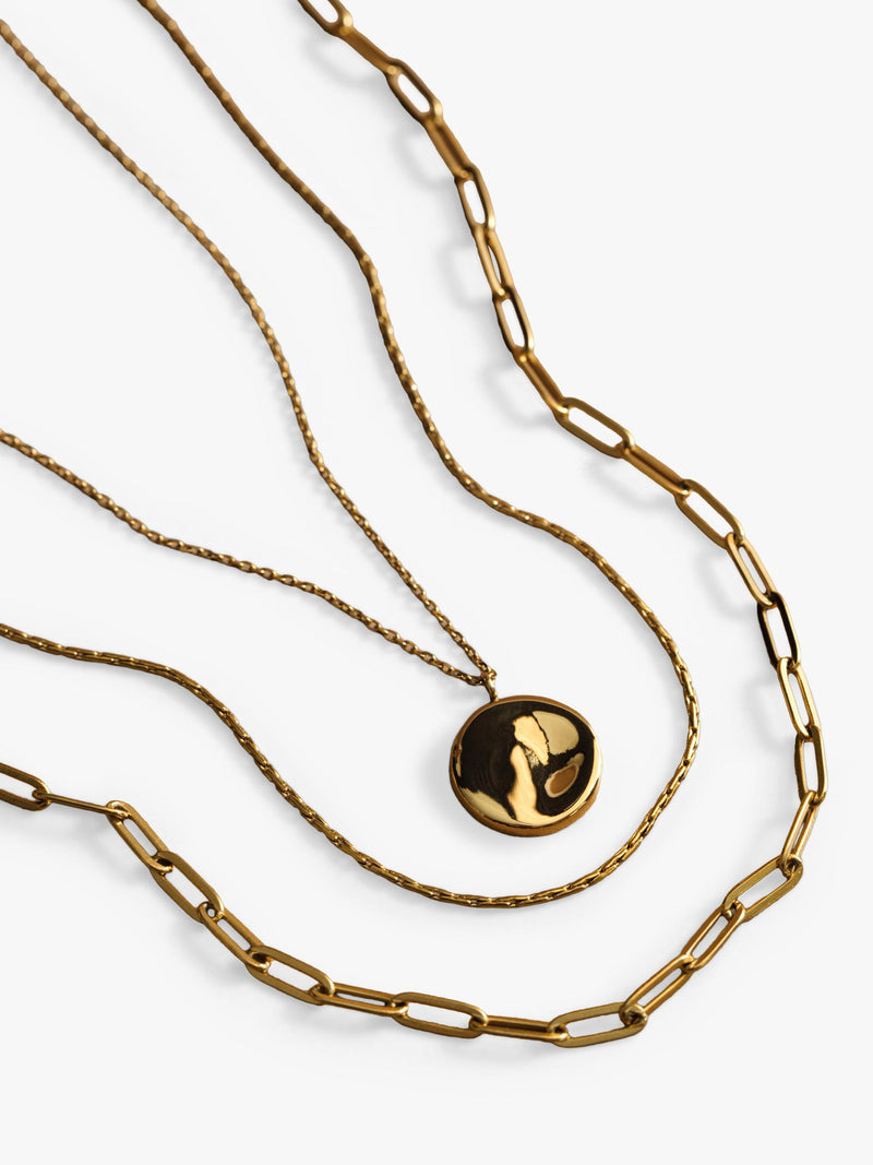 Orelia Waterproof LUXE coin multi-row chain necklace pale gold - British product