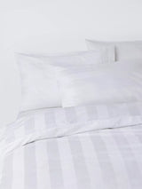 John Lewis John Lewis Wide Satin Stripe Cotton Percale 400 Thread Count Duvet Cover Set White King Size- Buy online at McGrocer