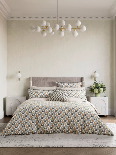 John Lewis Bedeck of Belfast Harun Duvet Cover Set Charcoal Tan Double- Buy online at McGrocer