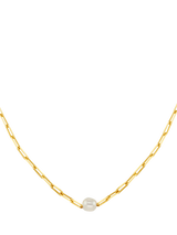 John Lewis Orelia Stationed Pearl & Chain Link Necklace, Gold- Buy online at McGrocer