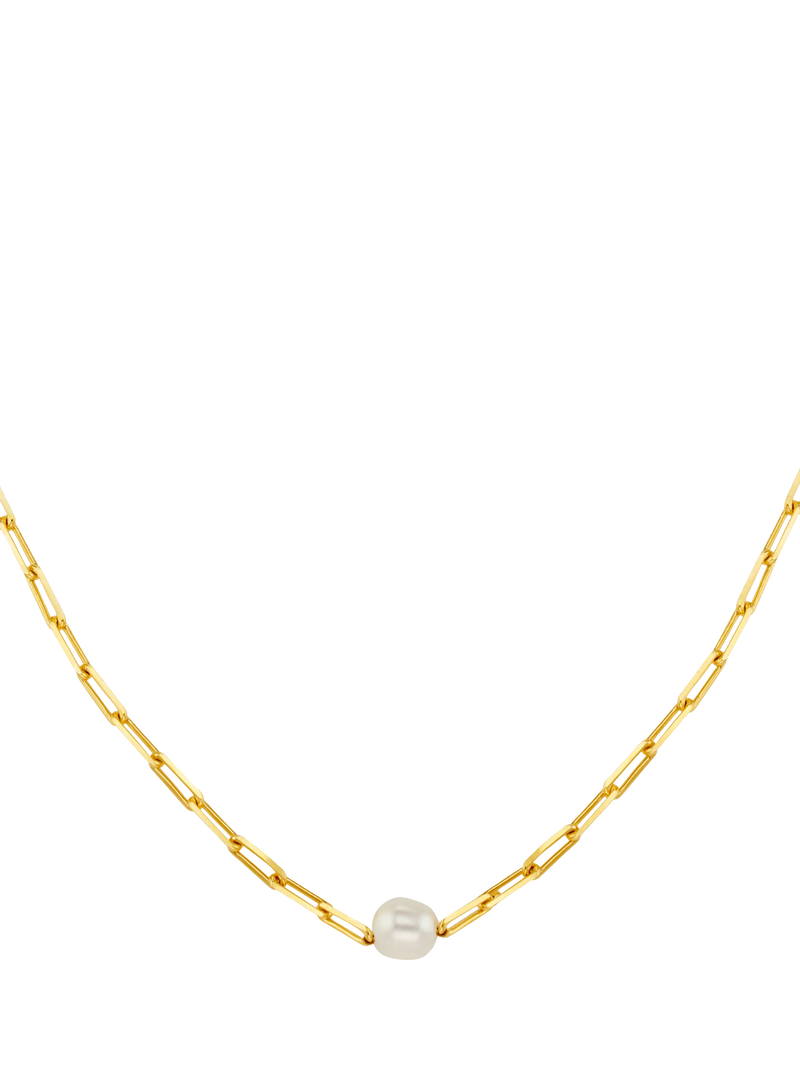 Orelia freshwater pearl chain link necklace gold (British brand)