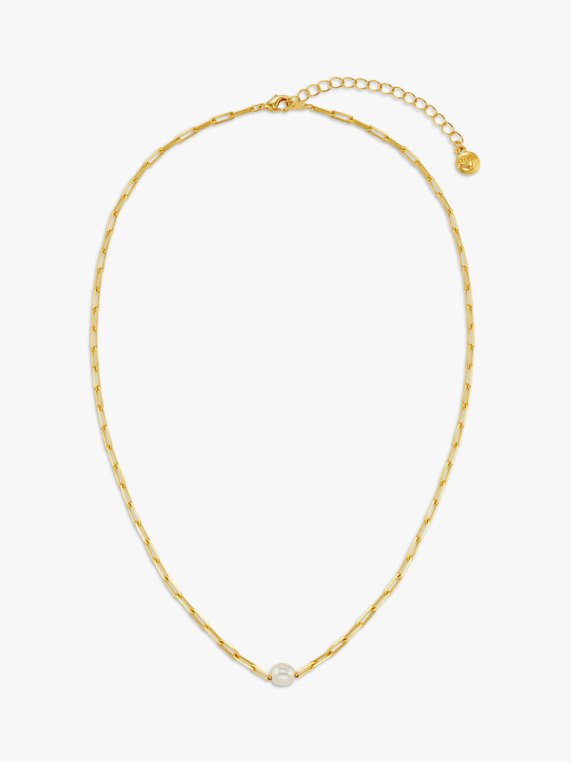 Orelia freshwater pearl chain link necklace gold (British brand)
