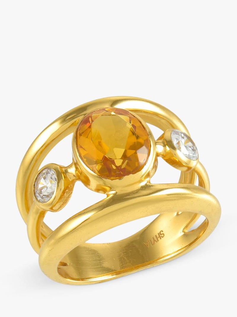 Shyla Gigi open band crystal ring in citrine gold, UK version