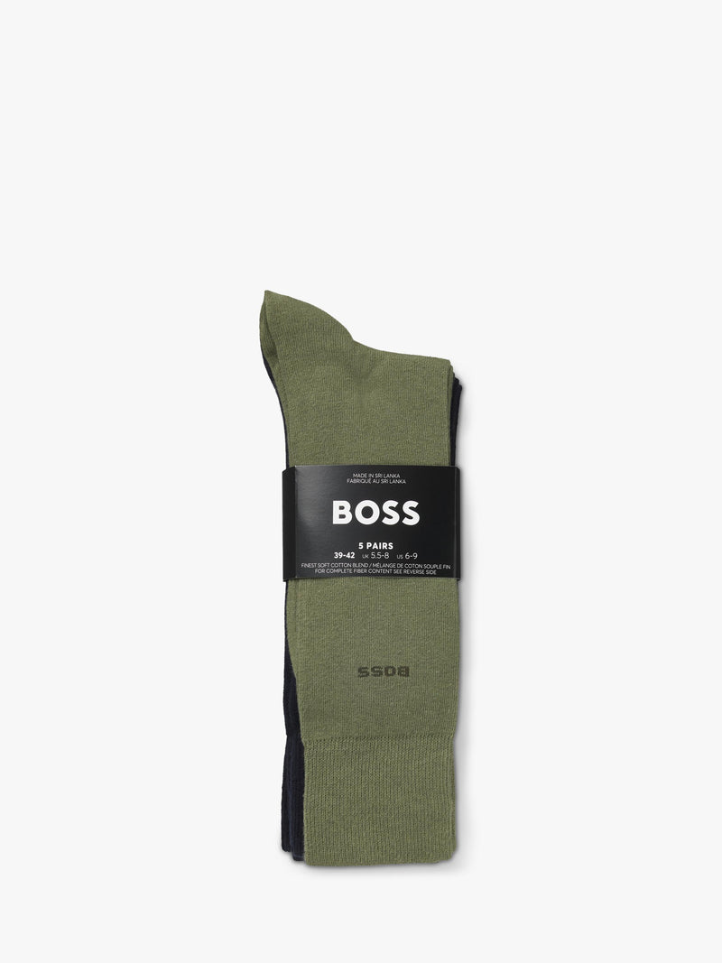 BOSS cotton blend crew socks pack of 5 multi, UK version