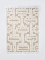 John Lewis John Lewis Jazz Hand Knotted Pure Wool Shaggy Rug, White/Grey 180 x 120 cm- Buy online at McGrocer