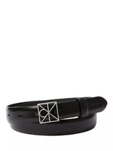 John Lewis Calvin Klein Emblem Buckle Pure Leather Belt Black/Nickel- Buy online at McGrocer