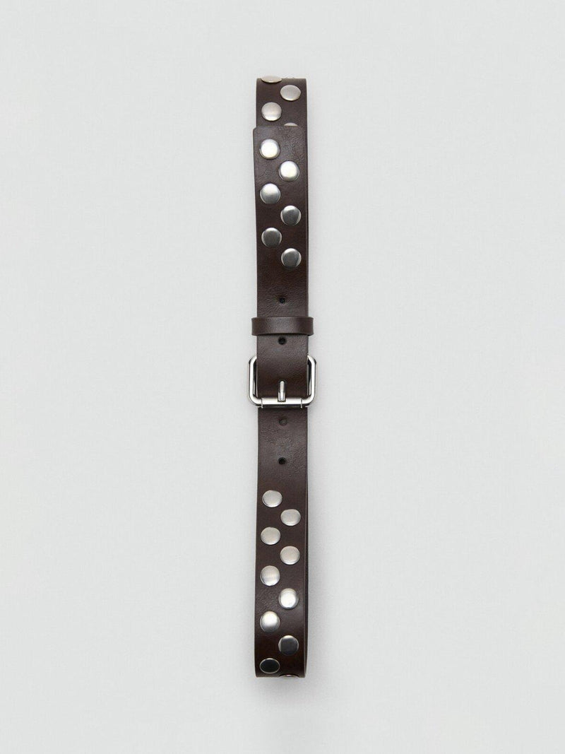 Mango studded belt in chocolate colour - British product