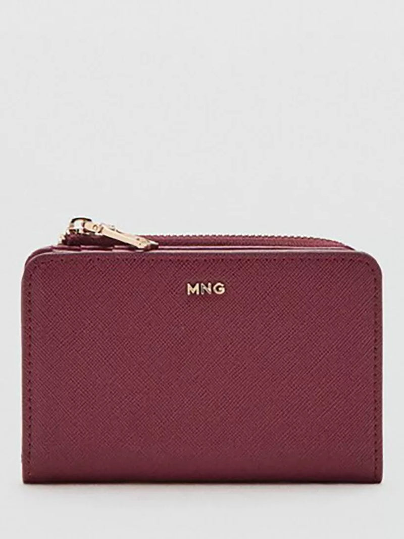 Mango Bordeaux coin pouch with zip and press stud, UK version