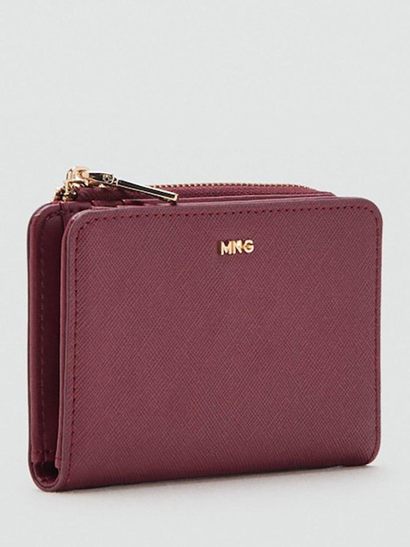 Mango Bordeaux coin pouch with zip and press stud, UK version