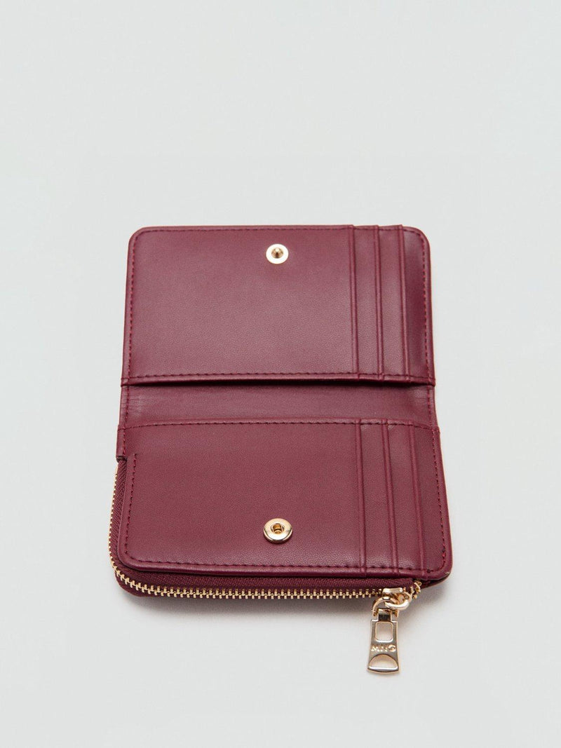 Mango Bordeaux coin pouch with zip and press stud, UK version