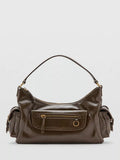 Mango compact shoulder satchel bag in khaki, UK version