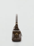 Mango compact shoulder satchel bag in khaki, UK version