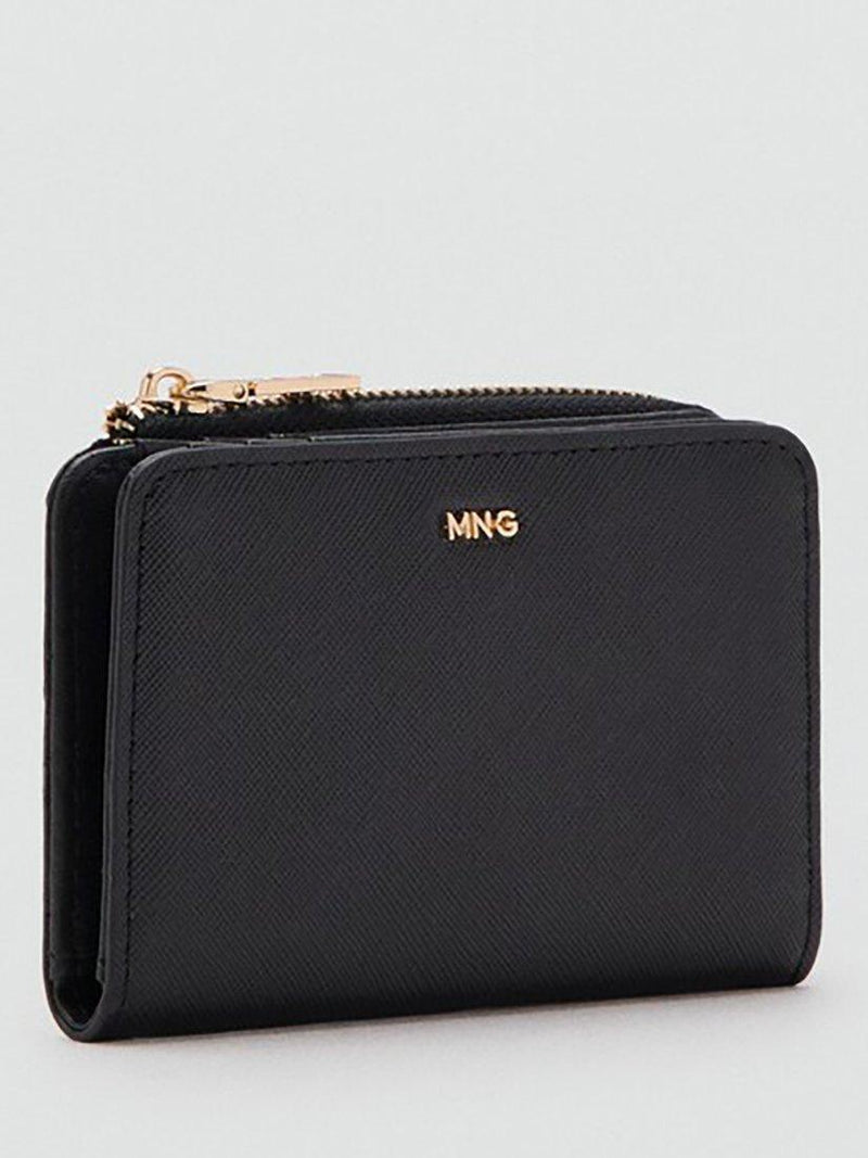 Mango coin pouch black lined with zip and press stud - British product