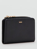 Mango coin pouch black lined with zip and press stud - British product