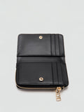Mango coin pouch black lined with zip and press stud - British product