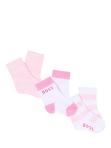John Lewis HUGO BOSS Baby Cotton Blend Ankle Socks Pale Pink Pack of 3- Buy online at McGrocer