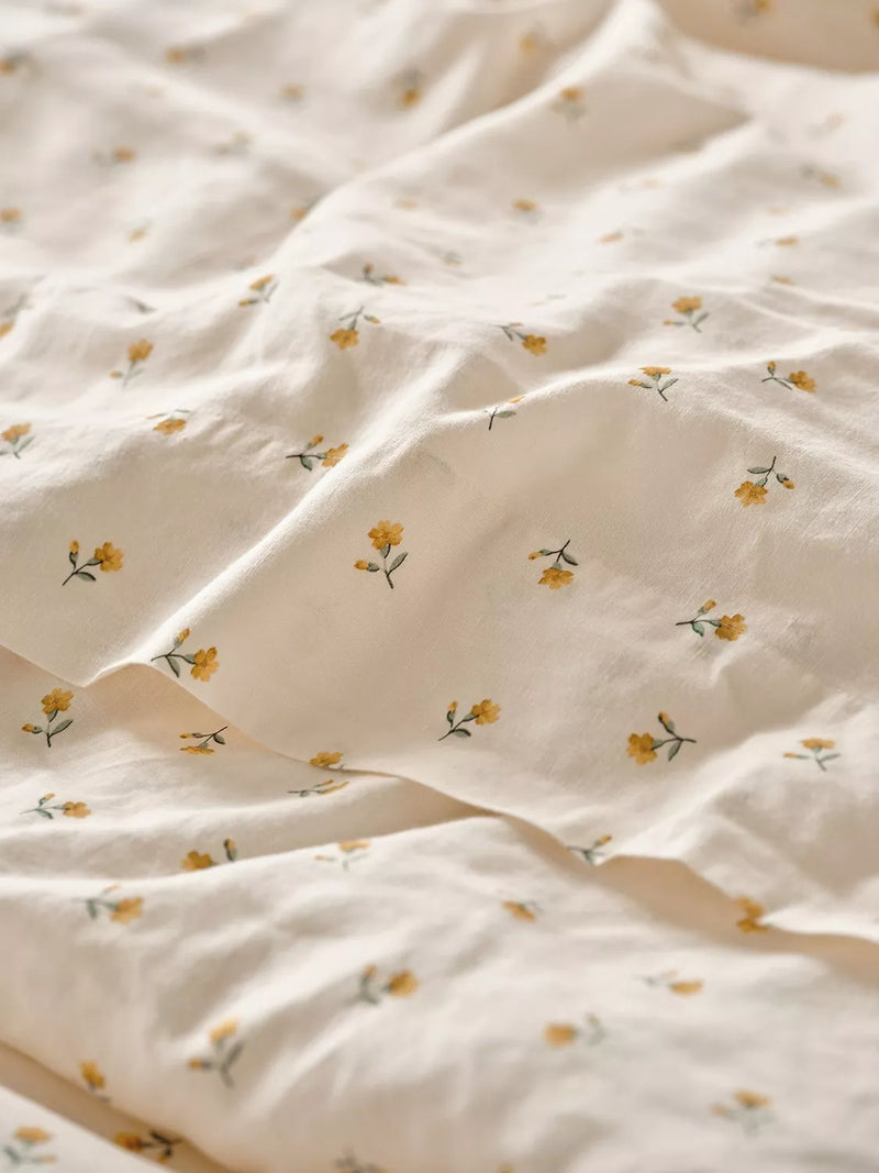 Piglet in Bed Posy Bud Linen Blend Flat Sheet King Size