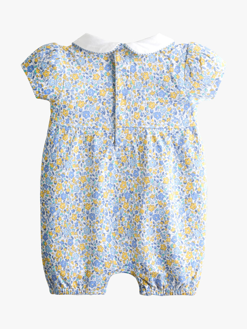 JoJo Maman Bébé baby romper set light blue floral smocked, imported from the UK