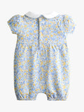 JoJo Maman Bébé baby romper set light blue floral smocked, imported from the UK