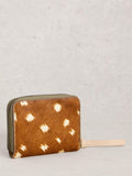 White Stuff Celia Deer leather card holder brown green - British product