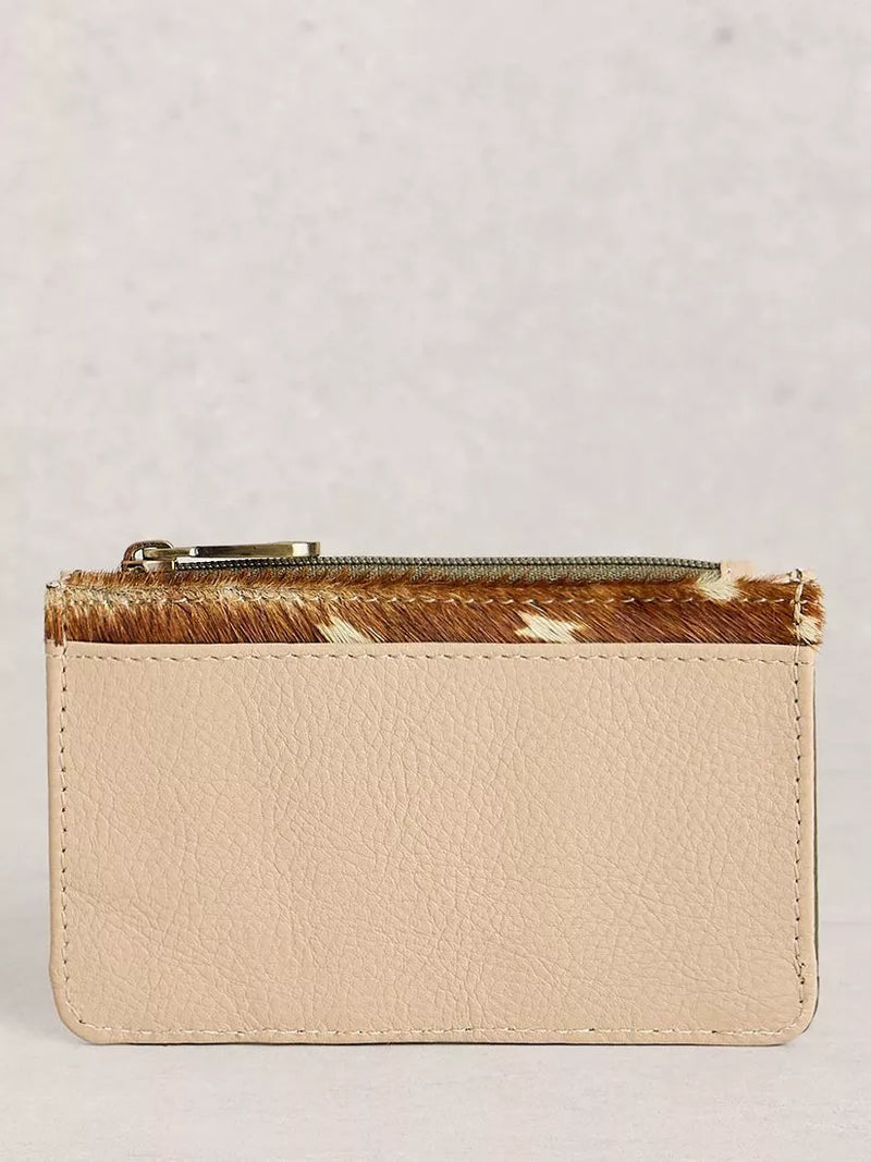 White Stuff Bryony Colour Block card holder in natural leather - British product