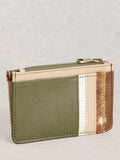 White Stuff Bryony Colour Block card holder in natural leather - British product