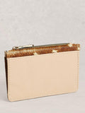 White Stuff Bryony Colour Block card holder in natural leather - British product