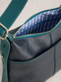 White Stuff leather mini handbag midnight blue (British brand)