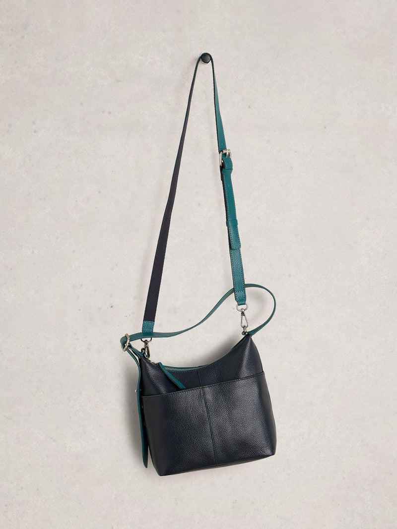 White Stuff leather mini handbag midnight blue (British brand)
