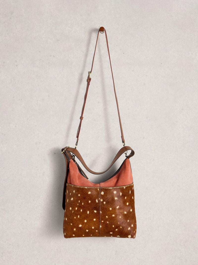 White Stuff Sophia suede crossbody bag brown pink - British product