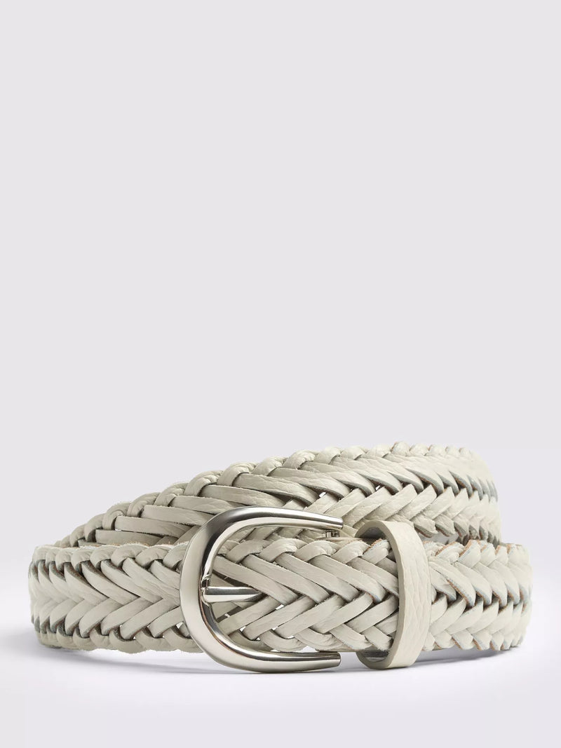 Moss Leather Woven Belt