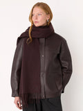 Whistles wool blanket scarf with fringe detail - British product